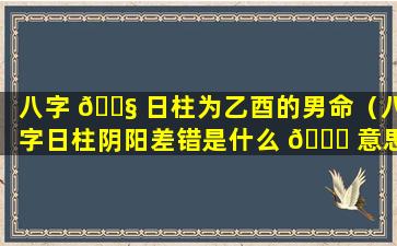 八字 🐧 日柱为乙酉的男命（八字日柱阴阳差错是什么 🐈 意思）